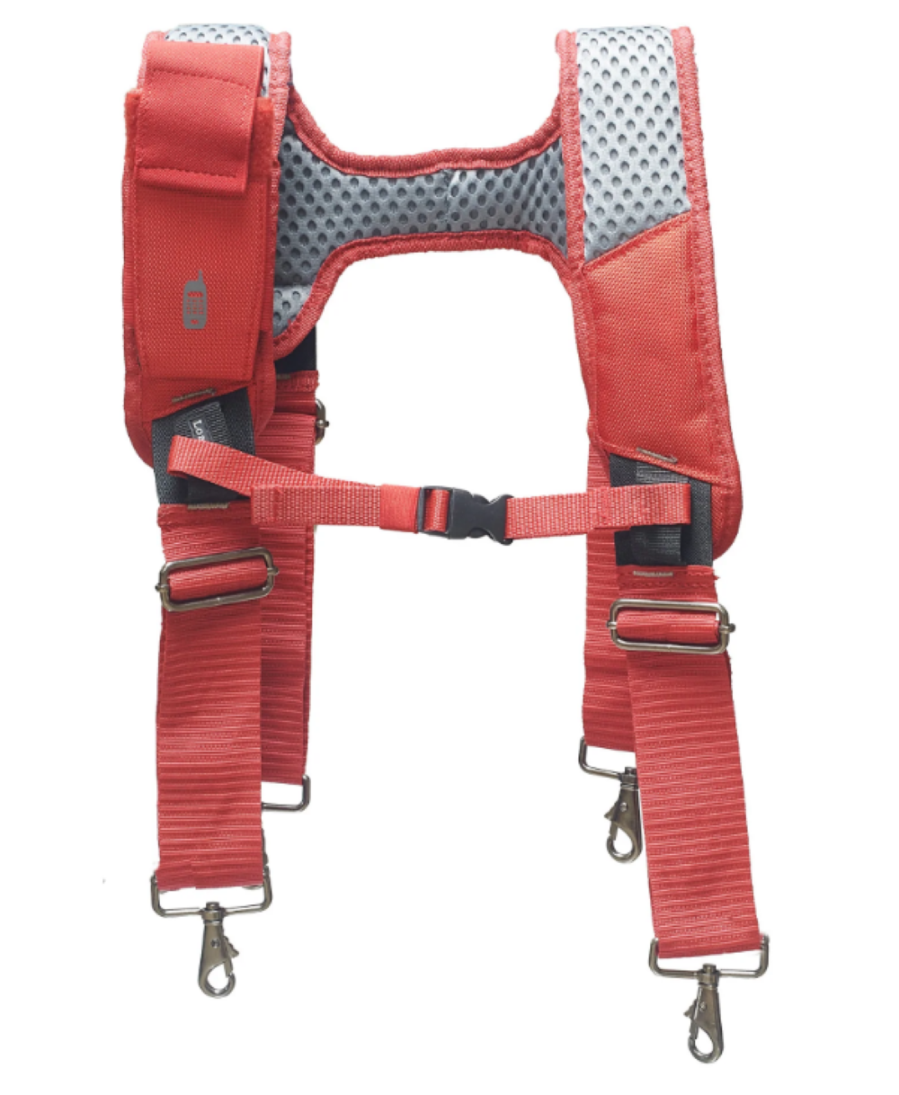 Bucket Boss Leather Hybrid Toolbelt with Suspenders Red - Ascmtools