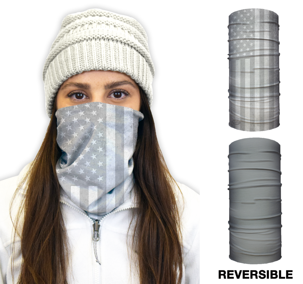 John Boy Thermal Face Guard Reversible White USA Flag and Grey Pattern - Ascmtools
