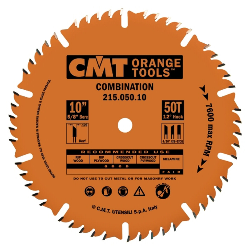 CMT 10 In x 50 x 5/8 In Industrial Combination Blade - Ascmtools