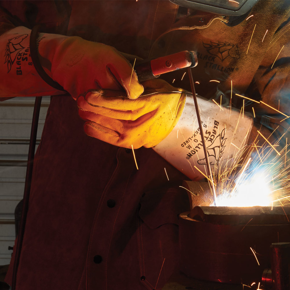 Black Stallion Welding Gloves Premium Grain Elkskin Stick Large - Ascmtools