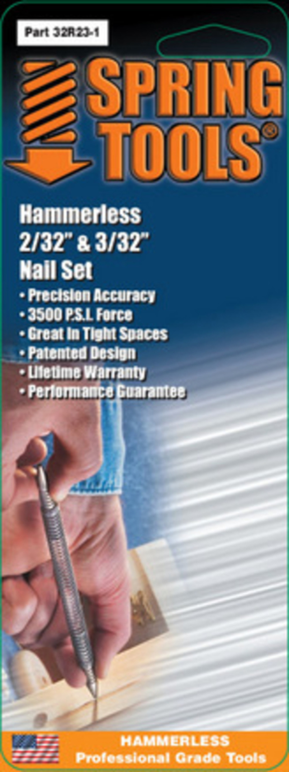 Spring Tools Nail Set 2/32 & 3/32 Hammerless Double Ended Combo - Ascmtools