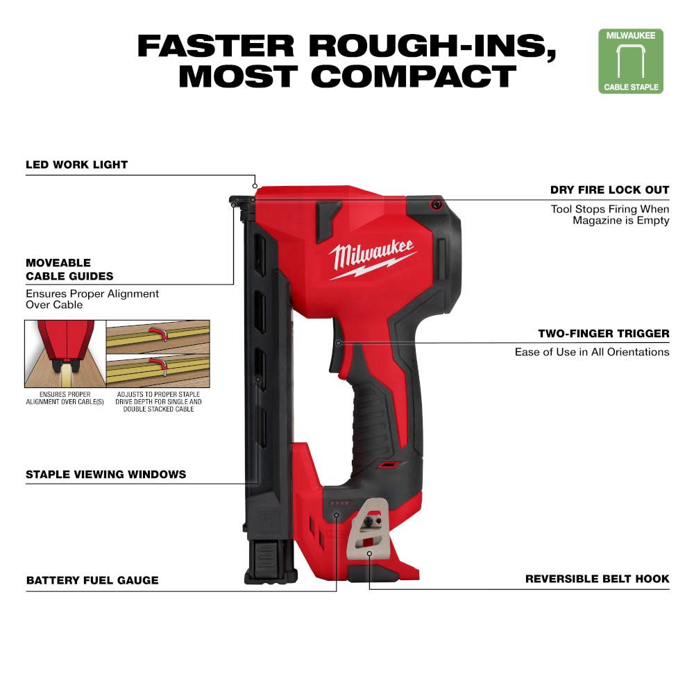 Milwaukee M12 Cable Stapler Bare Tool with 1″ Staples 600qty Bundle - Ascmtools