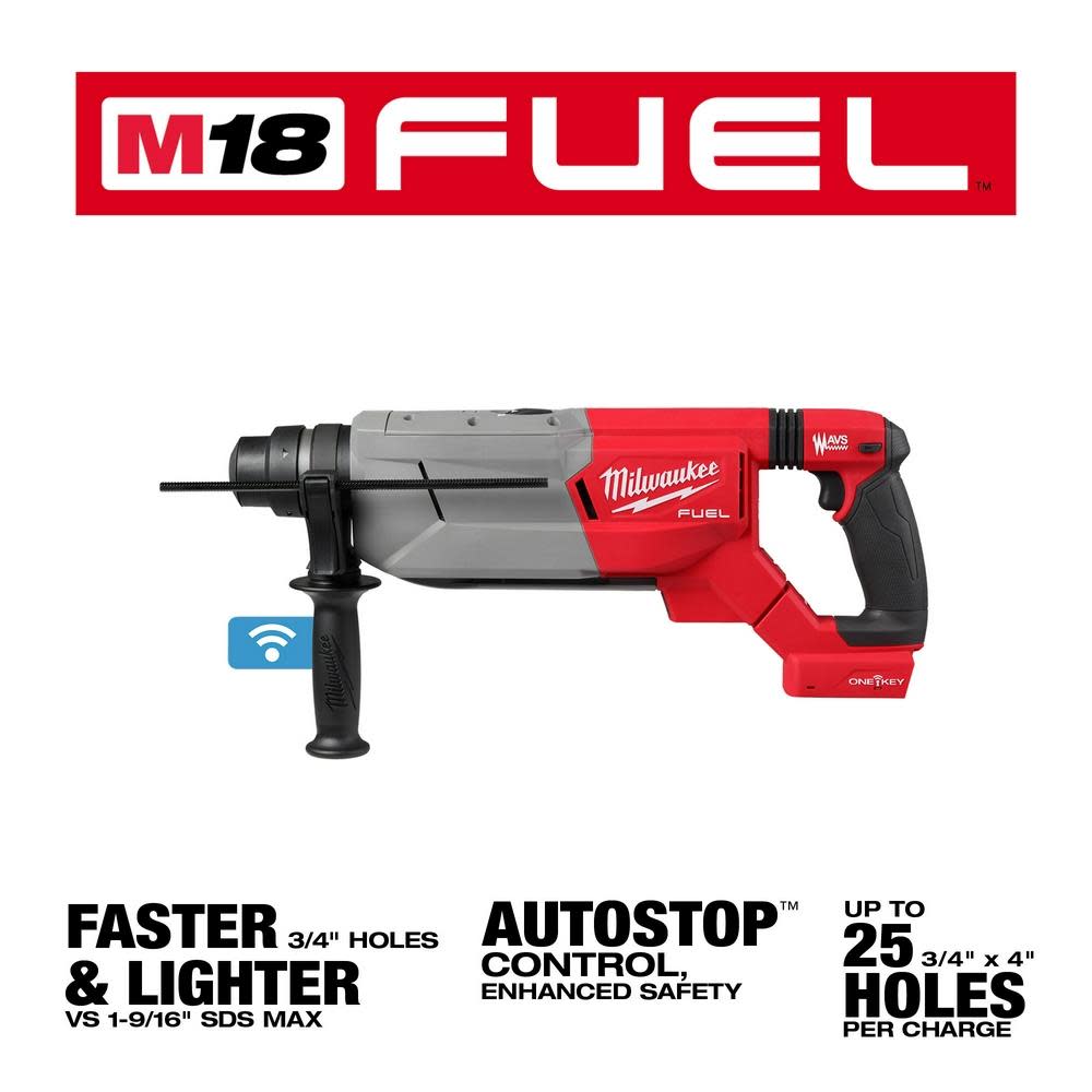 Milwaukee M18 FUEL 1 1/4″ SDS Plus D Handle Rotary Hammer with ONE KEY - Ascmtools
