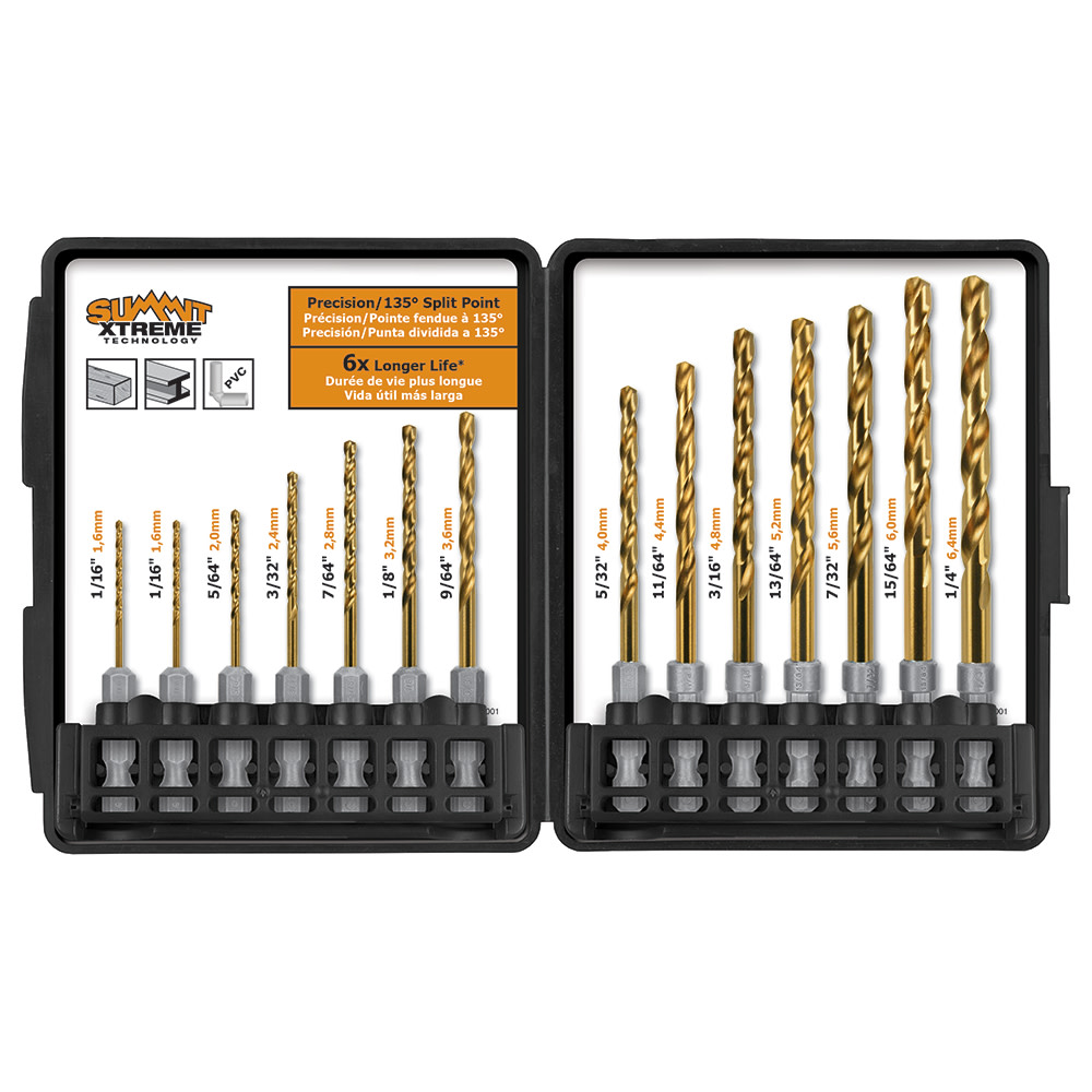 Montana Brand Tools Wood/Metal Drill Bit Set Titanium Coated 14pc - Ascmtools