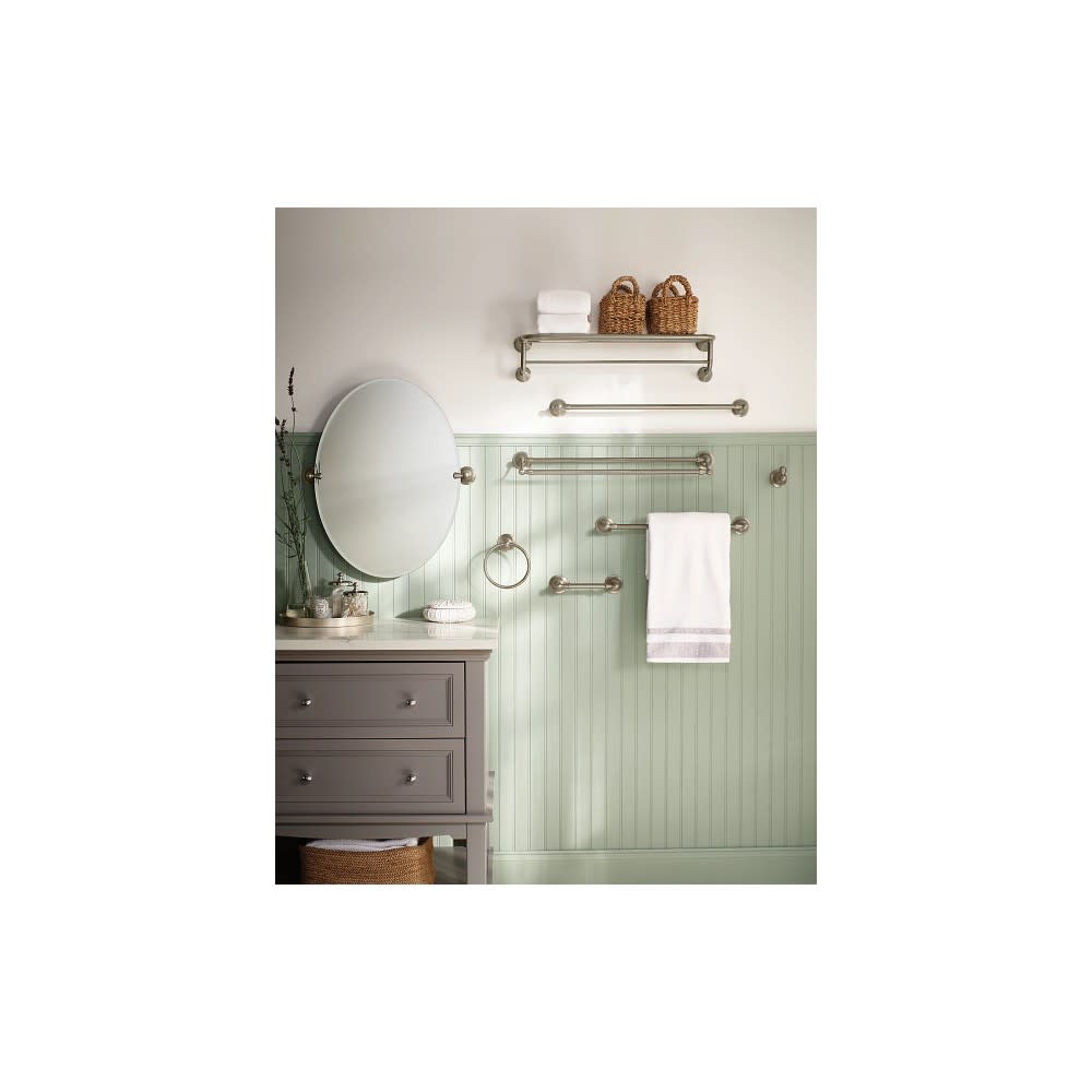 Moen Sage Double Towel Bar Brushed Nickel Brass 24″ - Ascmtools