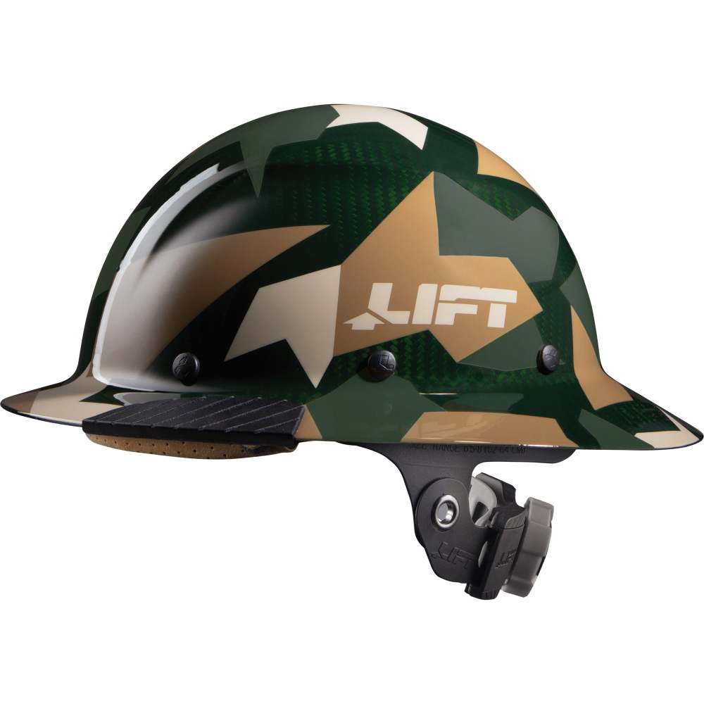 Lift Safety Hard Hat DAX Jungle Camo Carbon Fiber Full Brim - Ascmtools