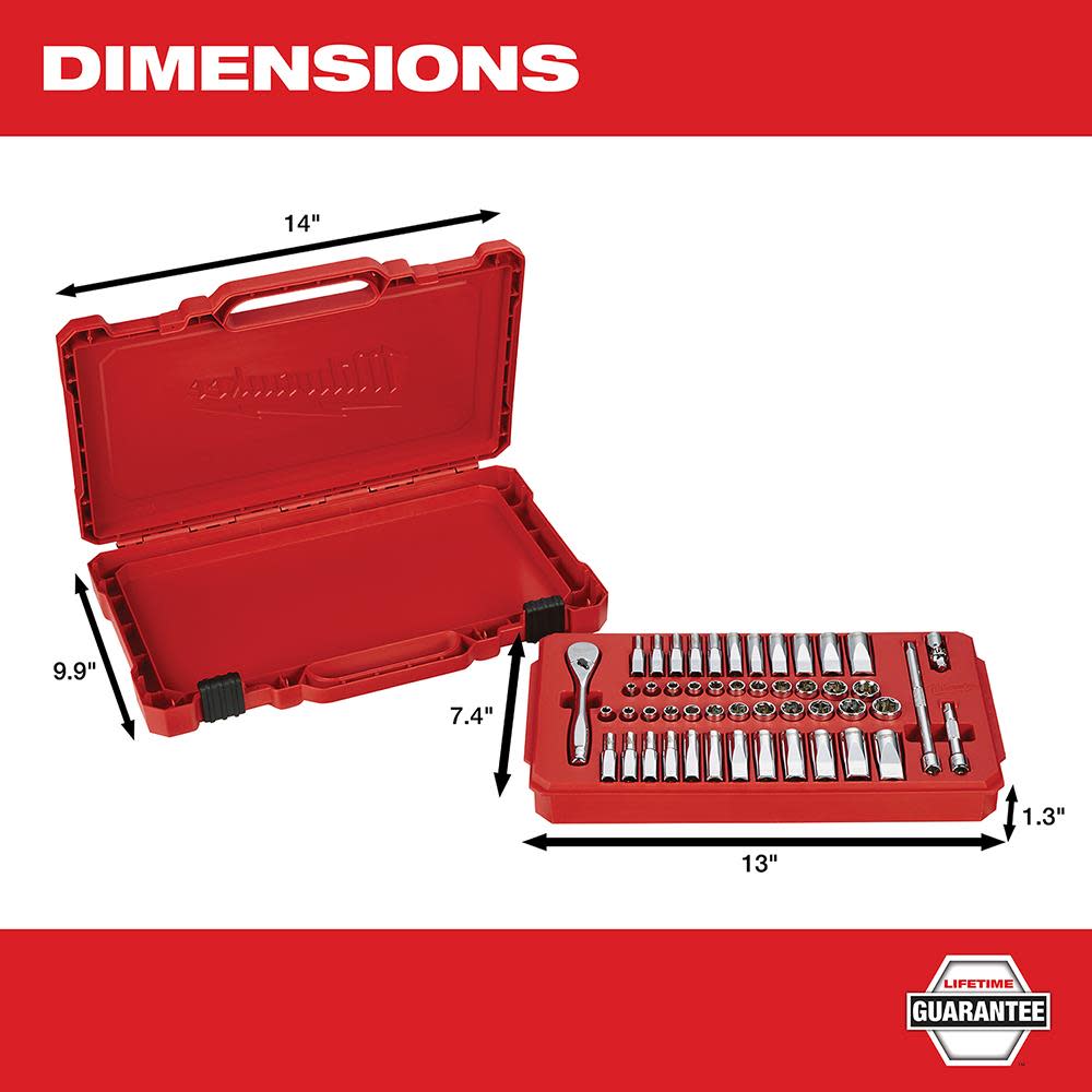 Milwaukee 1/4 in. Drive 50 pc. Ratchet & Socket Set – SAE & Metric - Ascmtools