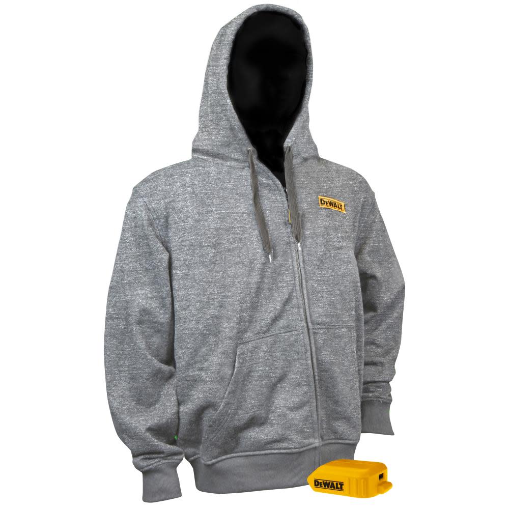 DEWALT Heavy Duty Hoodie French Terry Heather Gray 2X - Ascmtools