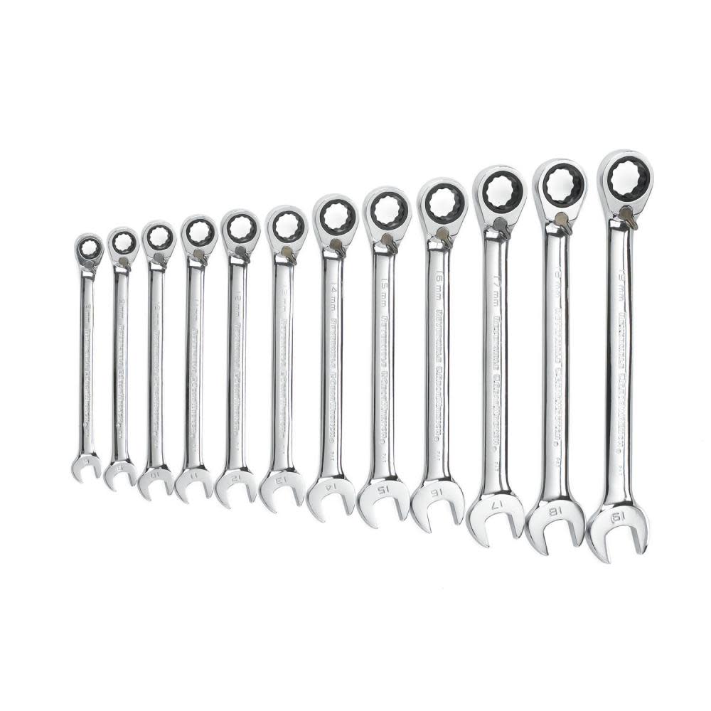 GEARWRENCH 12 P 12 Point Reversible Ratcheting Combination Wrench Set Metric - Ascmtools