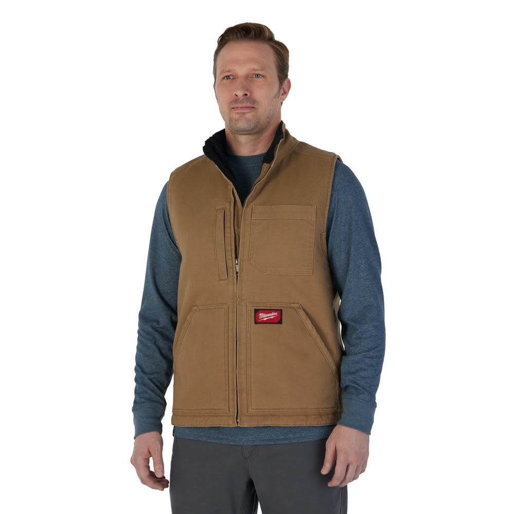 Milwaukee Heavy Duty Sherpa Lined Vest Brown 3X - Ascmtools