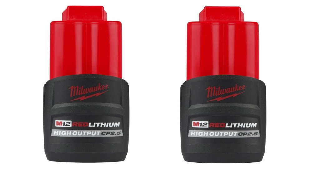 Milwaukee M12 REDLITHIUM HIGH OUTPUT CP2.5 Battery 2pk - Ascmtools
