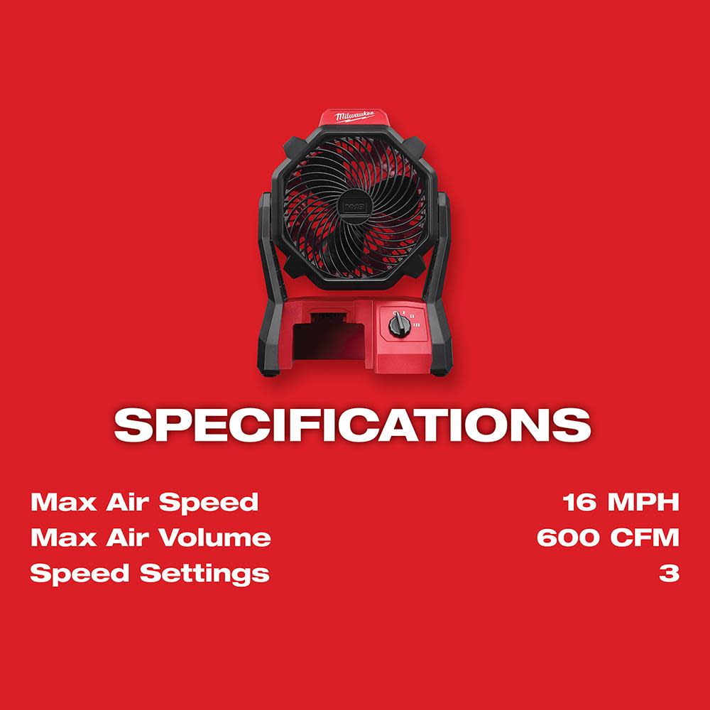 Milwaukee M18 Jobsite Fan (Tool Only) - Ascmtools