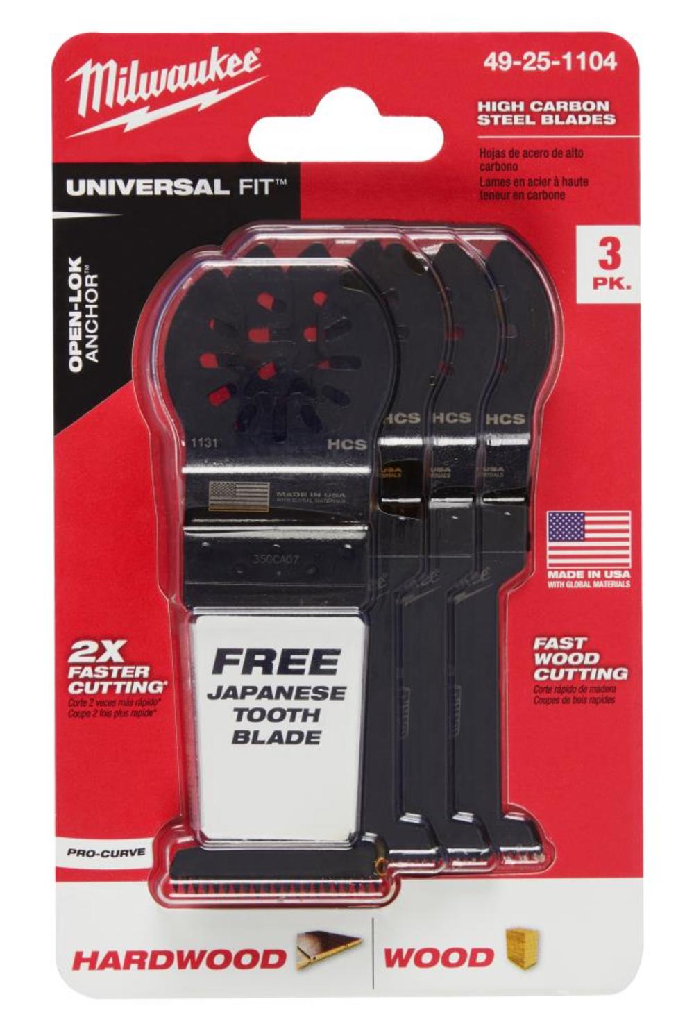 Milwaukee OPEN-LOK HCS Wood Blades 3PK + 1 Free Blade 1 3/8″ - Ascmtools