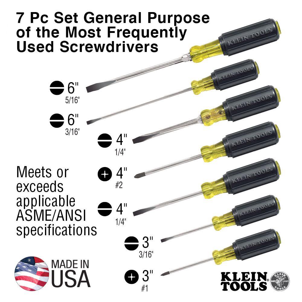 Klein Tools Cushion-Grip Screwdriver Set 7 Pc - Ascmtools