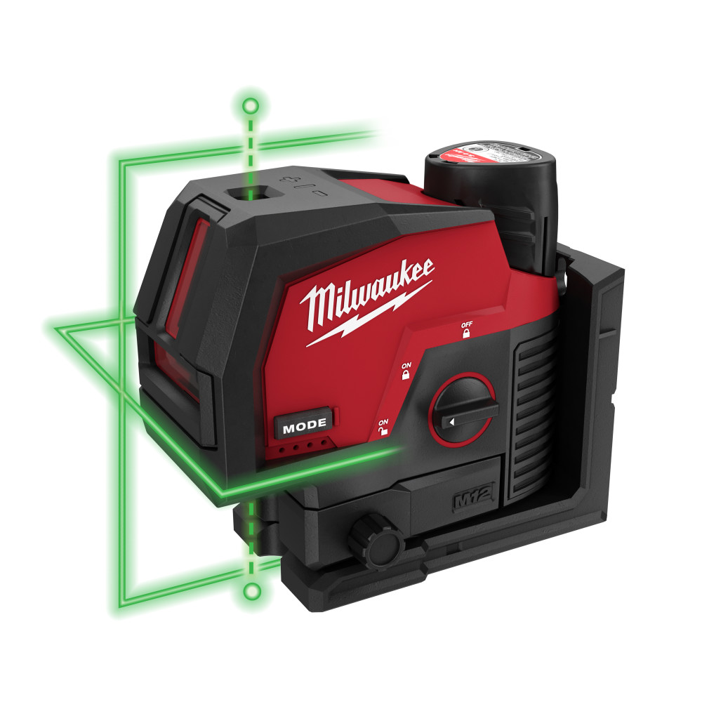 Milwaukee M12 Green Beam Laser Kit Cross Line & Plumb Points - Ascmtools