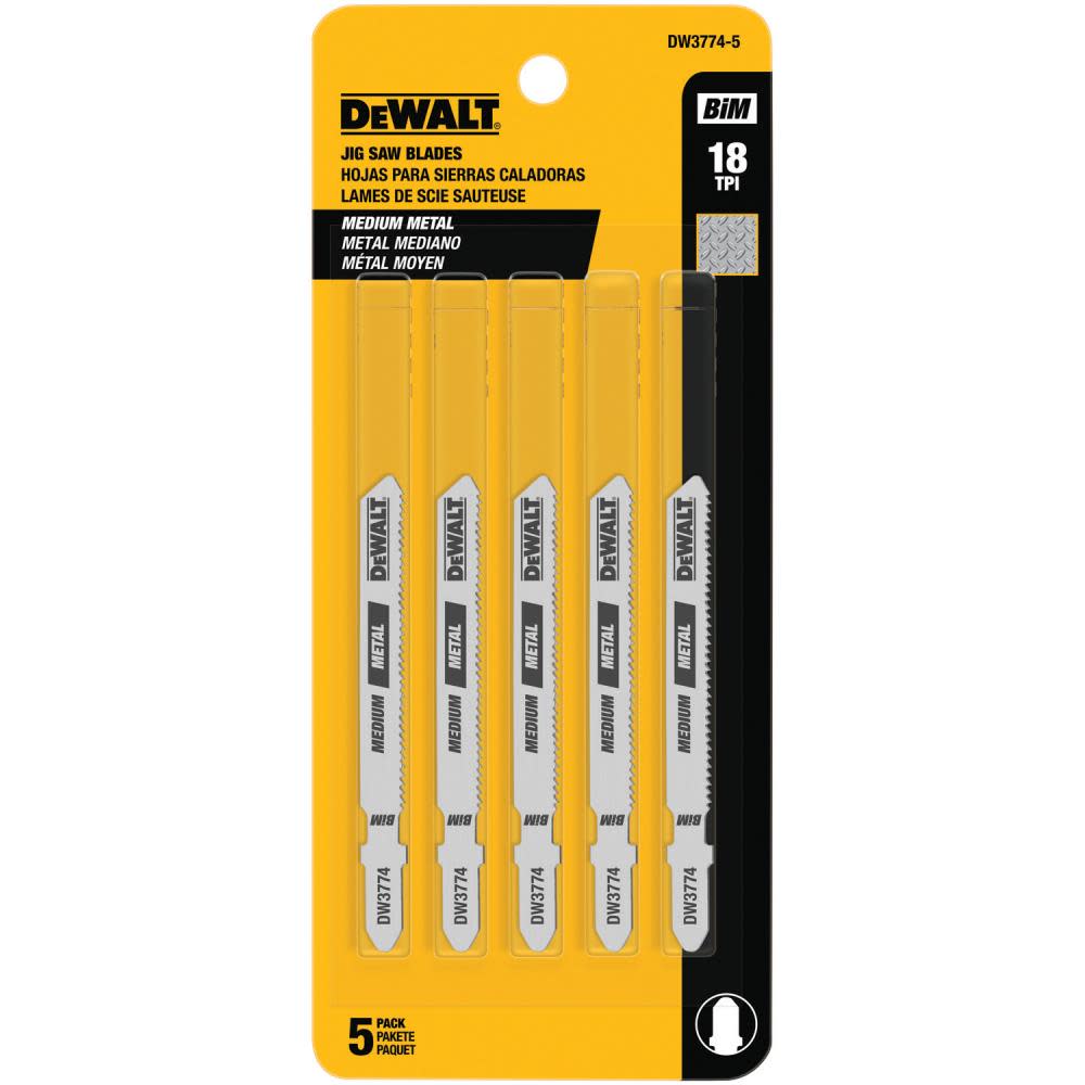 DEWALT 3″ 18 TPI T-shank Cobalt Alloy Steel Jig Saw Blade 5pk - Ascmtools
