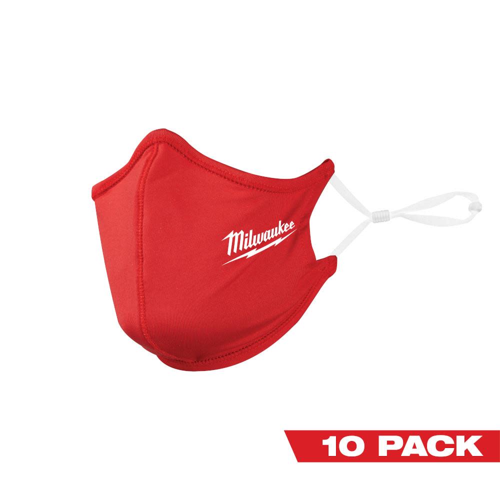 Milwaukee 10PK Red 2-Layer Face Mask - Ascmtools