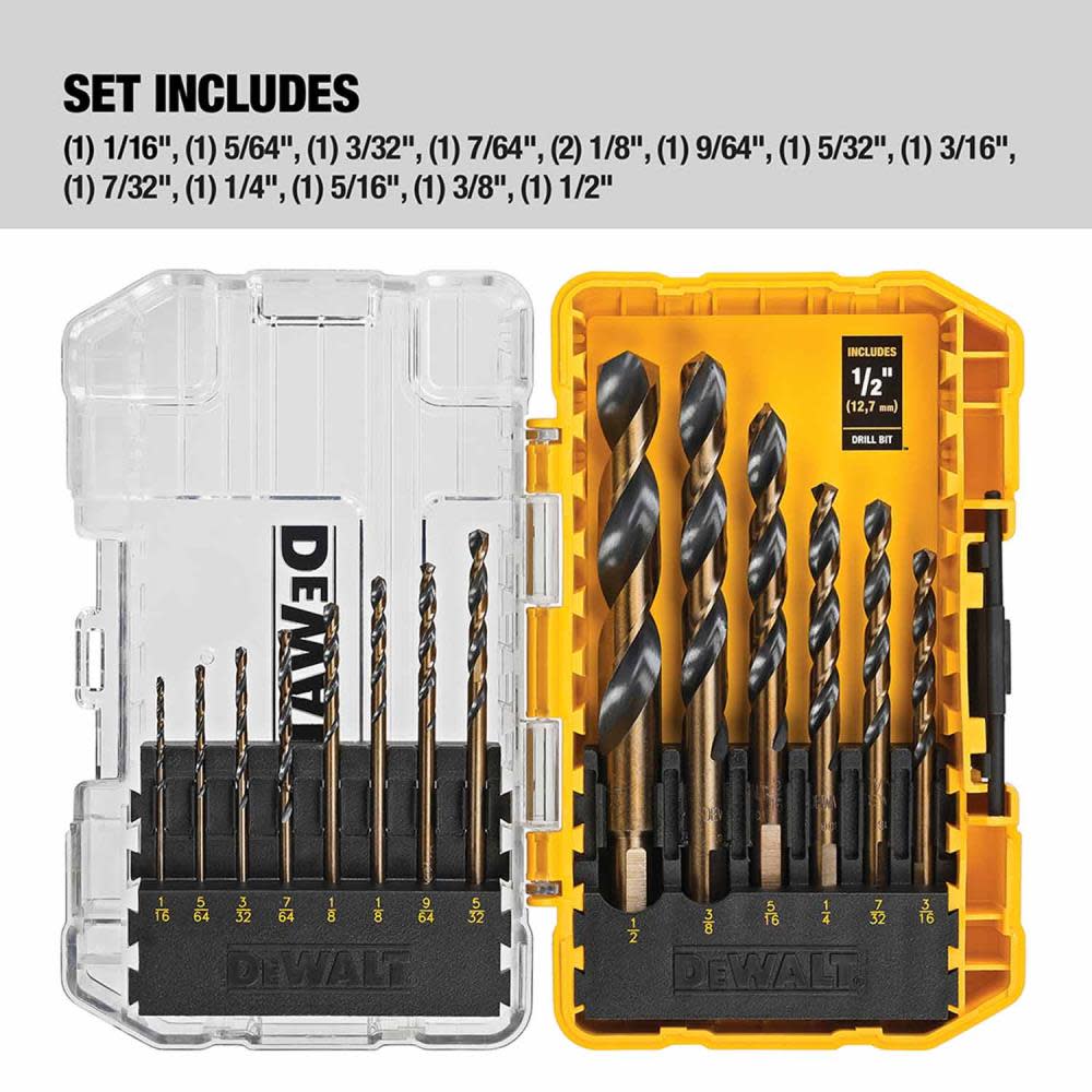 DEWALT Drill Bit Set Split Point Black & Gold 14pc - Ascmtools