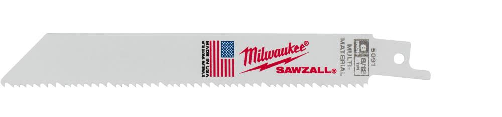 Milwaukee 6″ x 3/4″ x .050″ 8/12T Bi-Metal Recip Saw Blade - Ascmtools