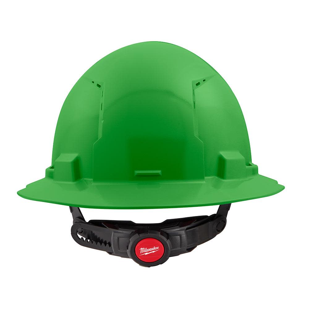 Milwaukee Green Full Brim Vented Hard Hat with 6pt Ratcheting Suspension Type 1 Class C - Ascmtools