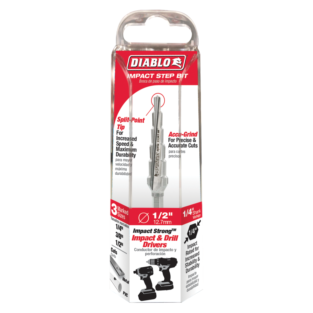 Diablo Tools 1/4″ – 1/2″ Impact Step Drill Bit (6 Steps) - Ascmtools