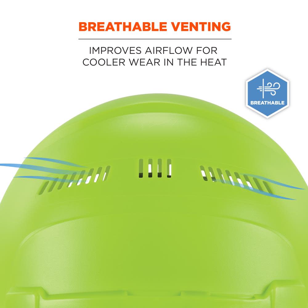 Ergodyne Skullerz 8966 Lime Lightweight Cap Style Hard Hat Vented Class C - Ascmtools