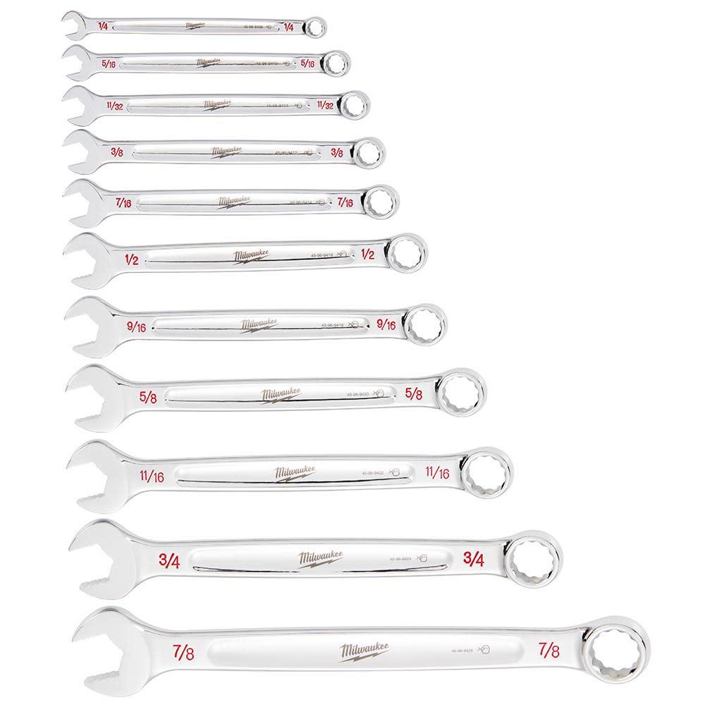Milwaukee SAE Combination Wrench 11pc Set - Ascmtools