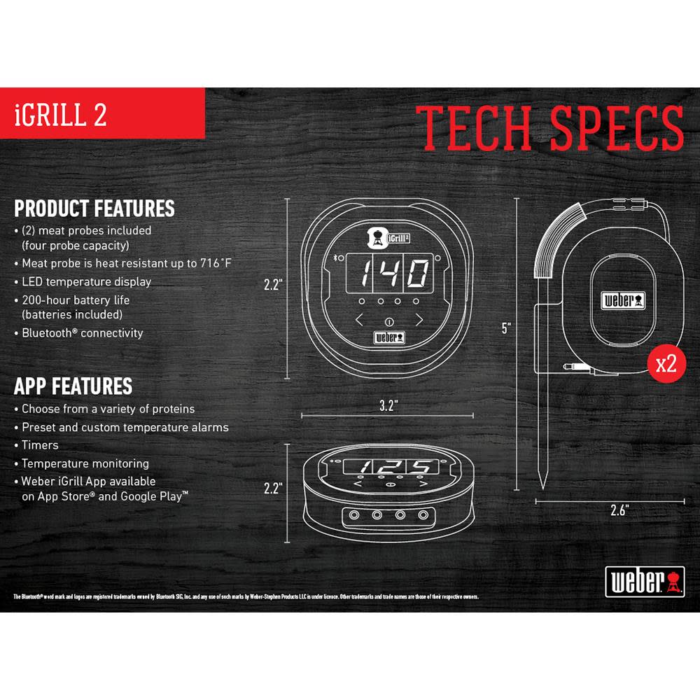 Weber iGrill 2 BlueTooth App Connected Thermometer - Ascmtools