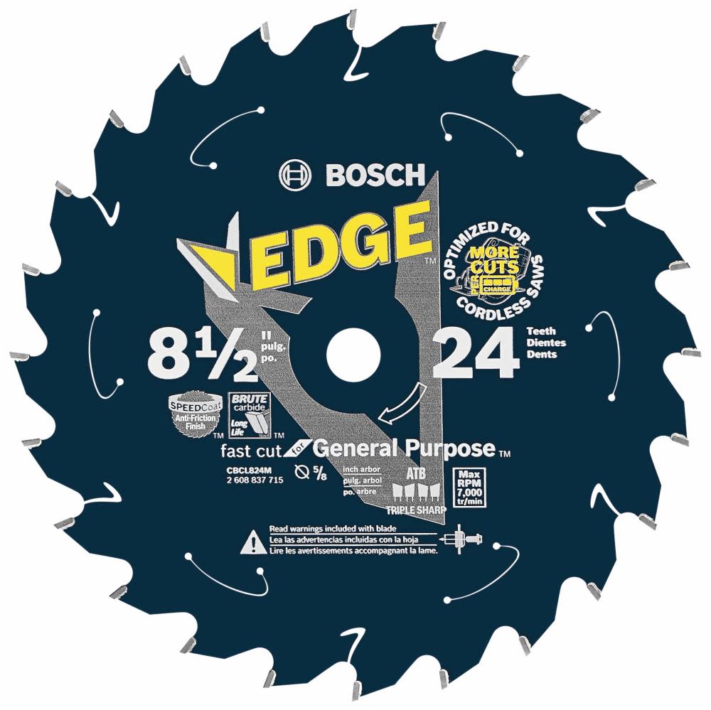 Bosch 8-1/2 In. 24 Tooth Edge Cordless Circular Saw Blade for General Purpose - Ascmtools