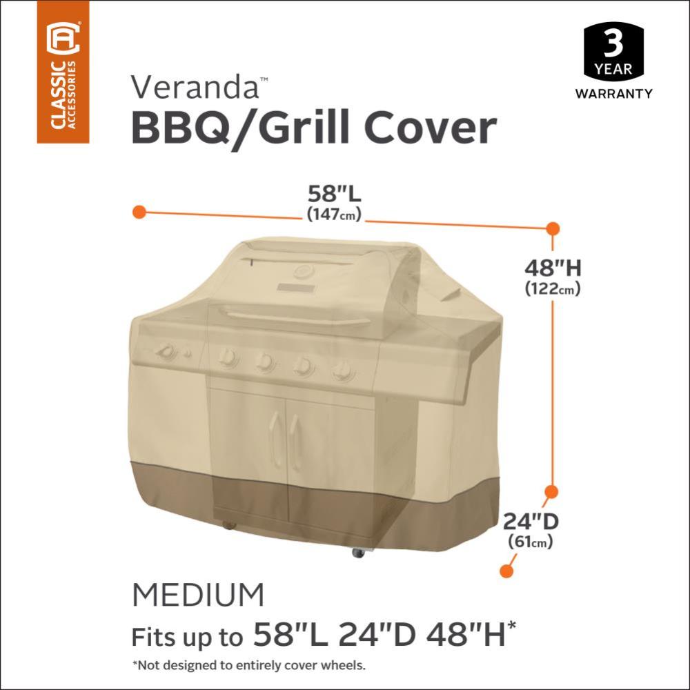 Classic Accessories Veranda BBQ Grill Cover Medium Pebble Bark Earth - Ascmtools
