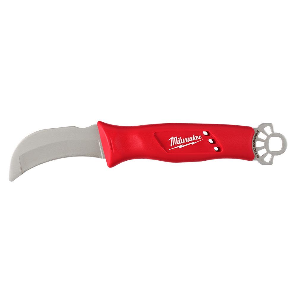 Milwaukee Linemans Blunt Tip Hawkbill Knife with STICKWORK 3-in-1 Ring - Ascmtools
