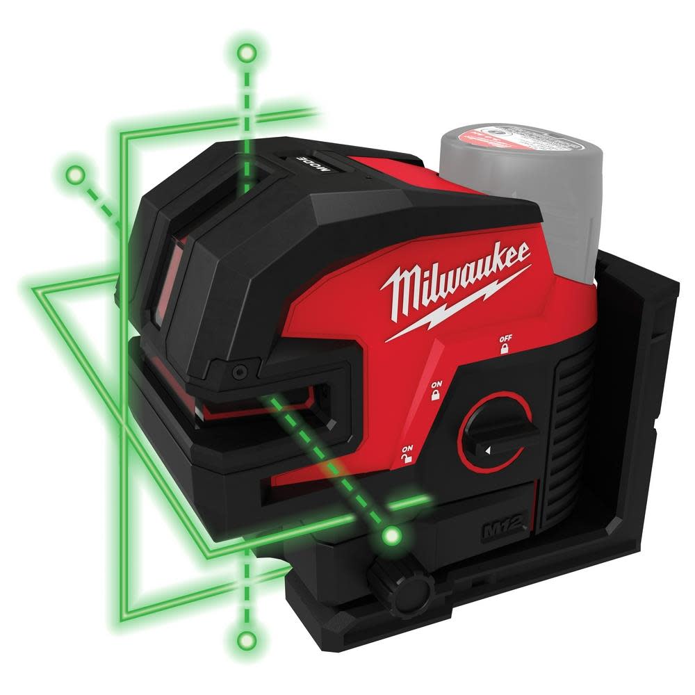 Milwaukee M12 Green Laser Cross Line & 4 Points Bare Tool - Ascmtools
