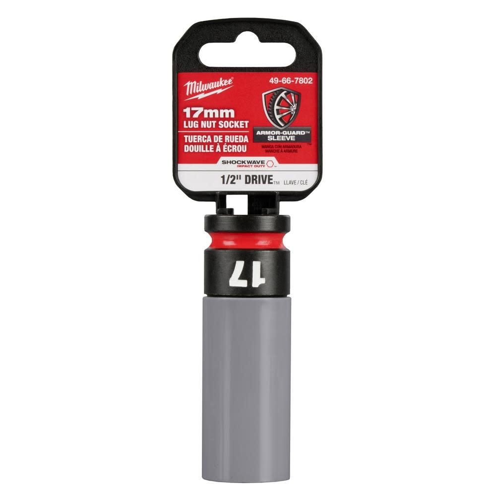 Milwaukee SHOCKWAVE Impact Duty Socket 1/2 Drive 17MM Metric Lug Nut Wheel - Ascmtools