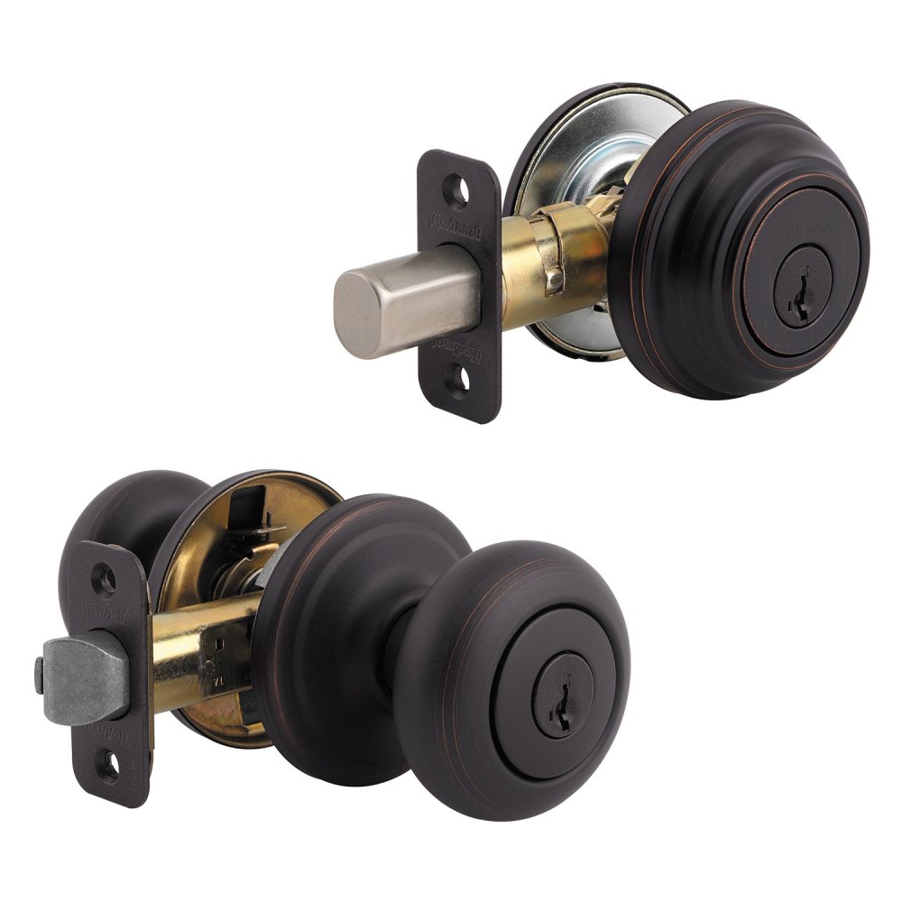 Kwikset Venetian Bronze Juno Door Knob & Single Cylinder Deadbolt Set - Ascmtools