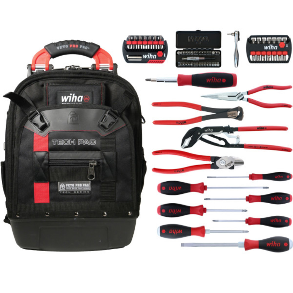 Wiha Contractor Tool Set RedStripe Tech Pac 63pc - Ascmtools