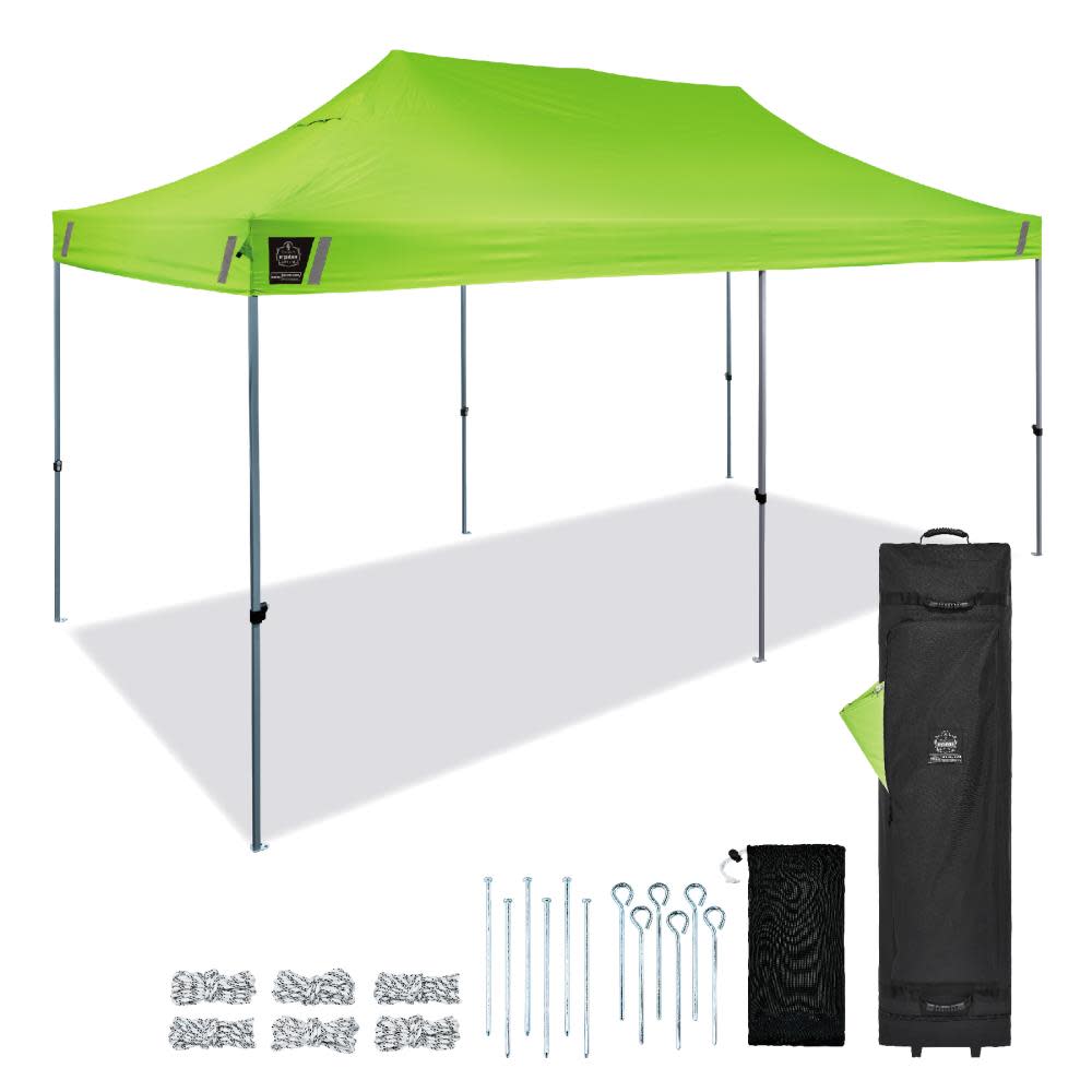 Ergodyne Shax 6015 Single Lime Heavy Duty Pop Up Tent 10′ x 20′ - Ascmtools