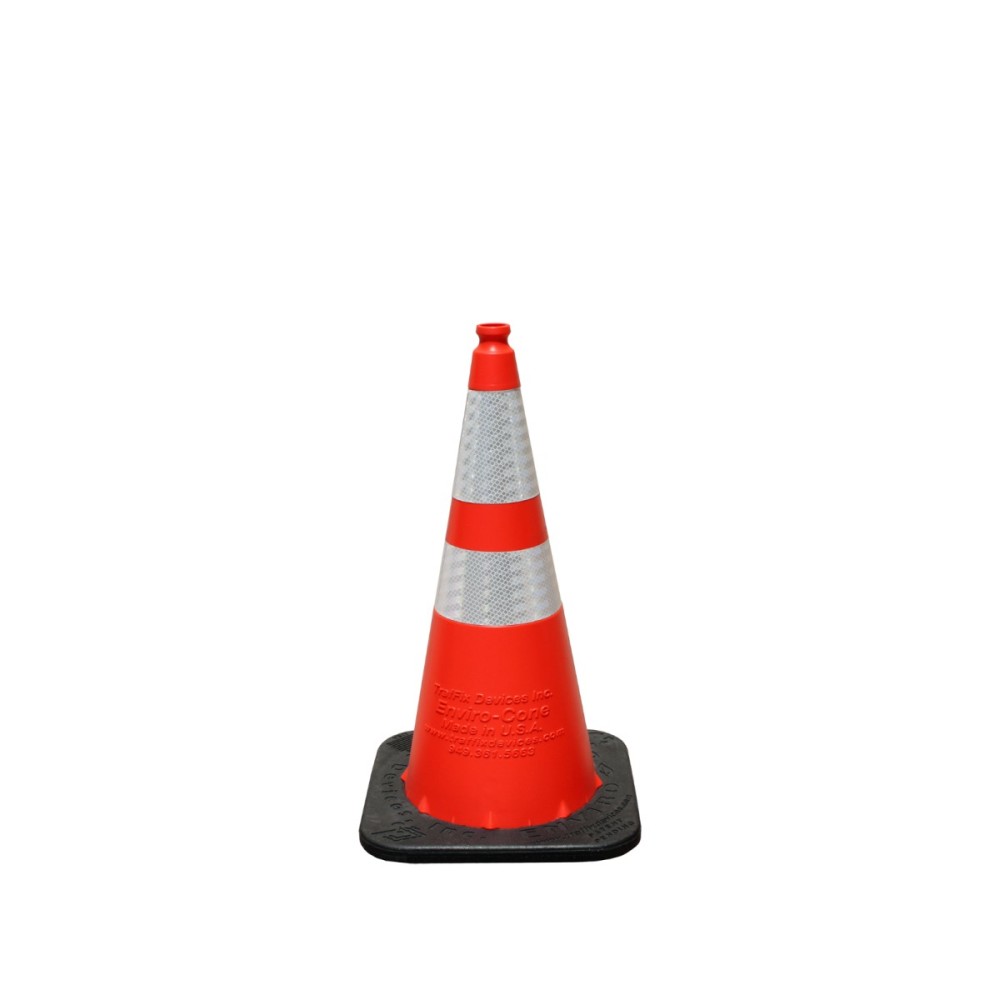 Vizcon Orange 28″ Enviro-Cone with Collars & 7 lbs Rubber Base - Ascmtools