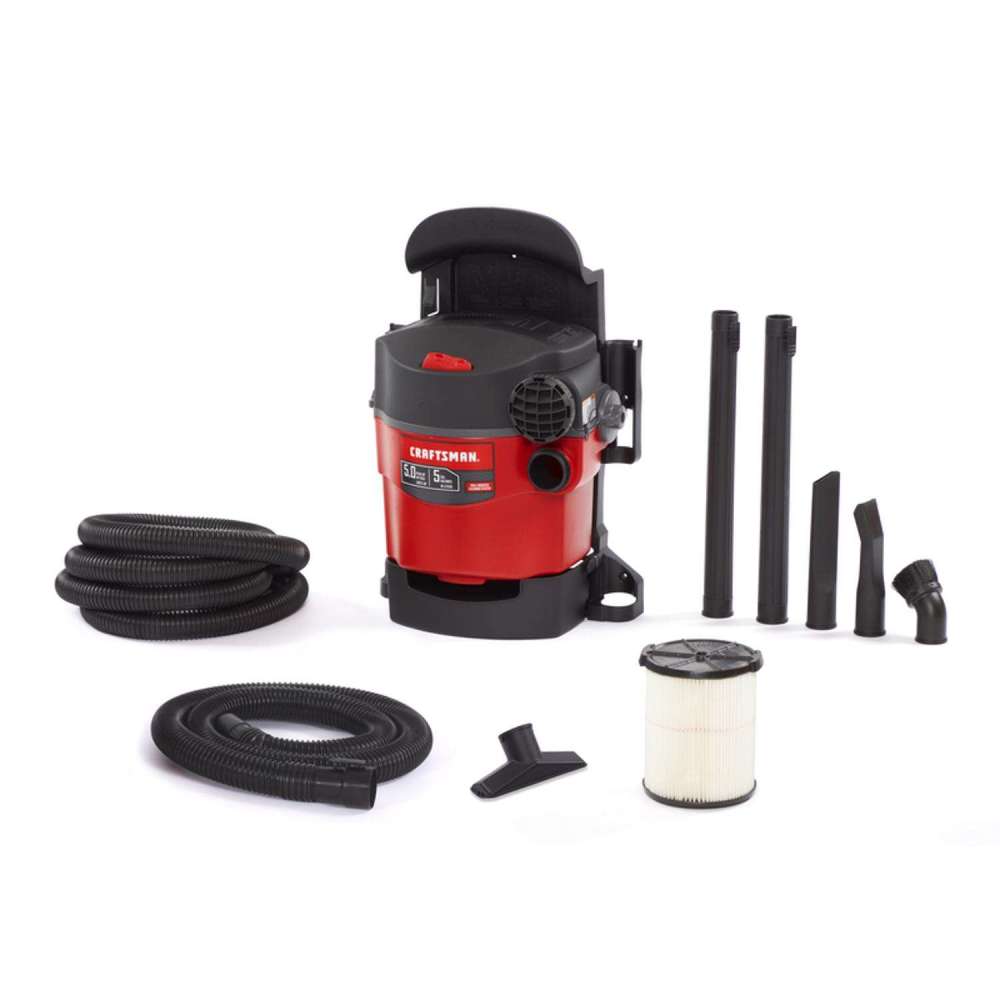 Craftsman Wet/Dry Vacuum 5 Gallon 120V 5HP Peak Wall Mounted - Ascmtools