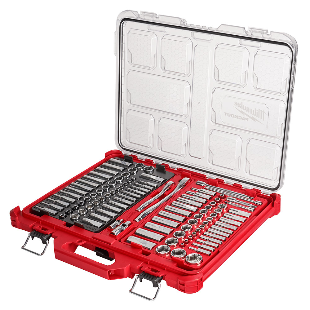 Milwaukee 1/4″ & 3/8 106pc Ratchet and Socket Set in PACKOUT – SAE & Metric - Ascmtools