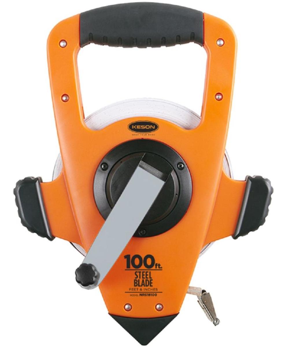 Keson 100 ft. Open Reel Steel Tape Measure Speed Rewind Feet and Inches - Ascmtools