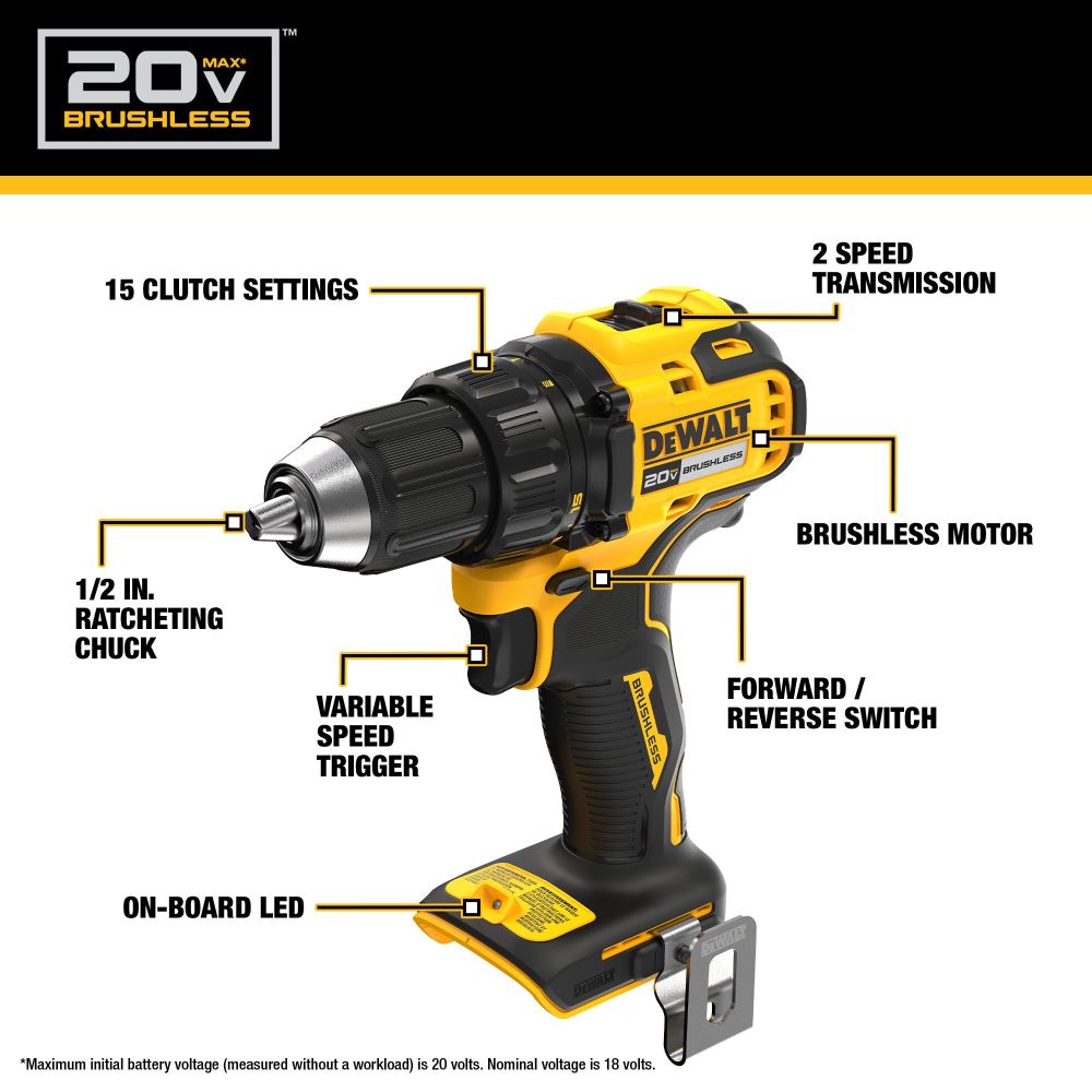 DEWALT 20V MAX 1/2″ Drill Driver Cordless Kit - Ascmtools