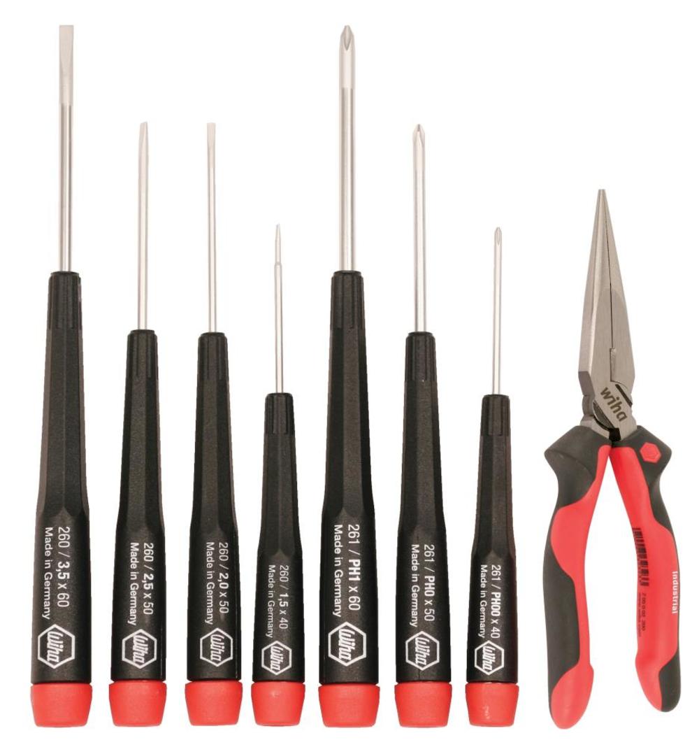 Wiha Precision Screwdrivers & Long Nose Pliers Set 8pc - Ascmtools