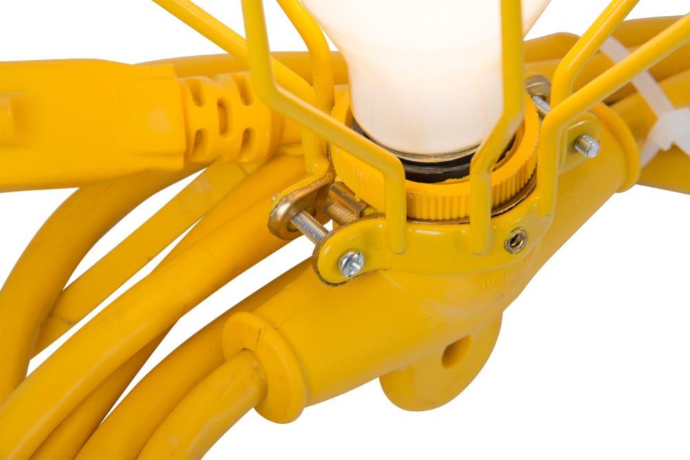 Bergen Industries 50 ft. 12/3 SJTW 5-Metal Cage Temporary Work Light Stringer 15A Male/Female Ends Yellow - Ascmtools