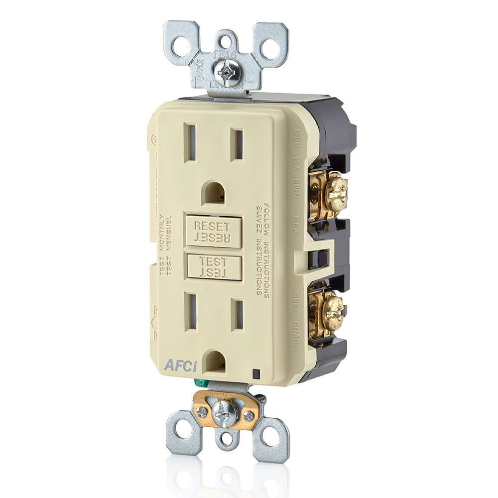 Leviton SmartlockPro AFCI Outlet 15A 120V Ivory NEMA 5-15R - Ascmtools
