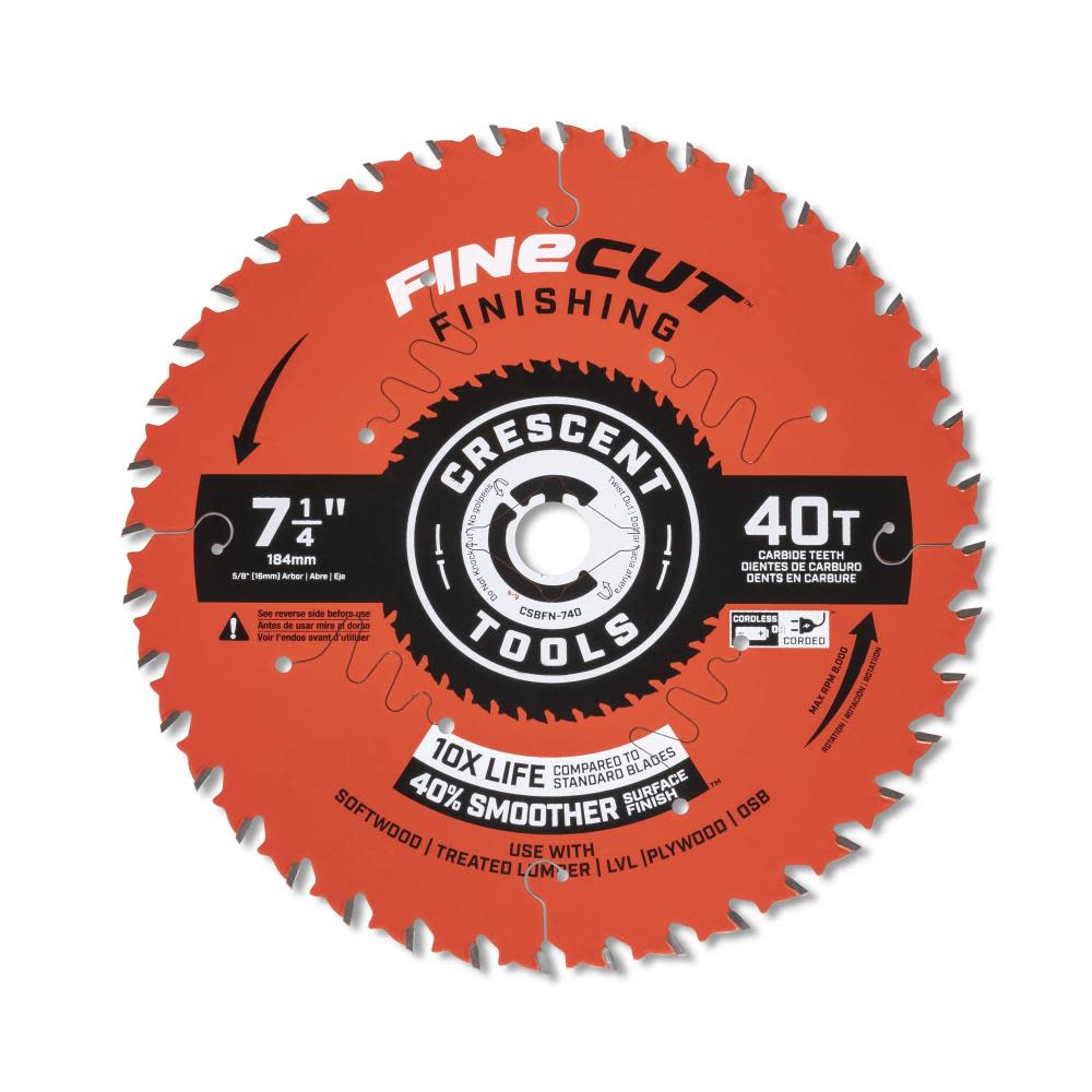 Crescent Circular Saw Blade 7 1/4″ x 40 Tooth Fine Cut Finishing - Ascmtools