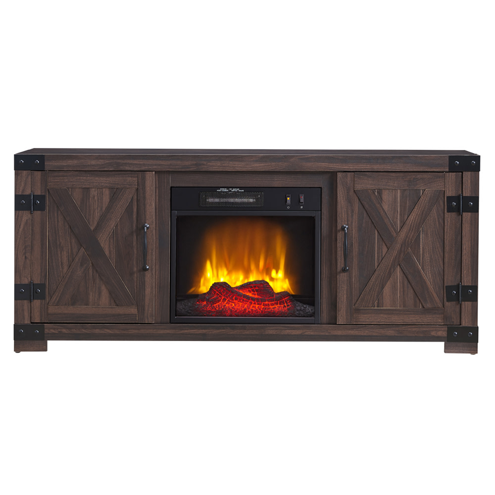 Hearthpro Media Electric Fireplace with Industrial Details - Ascmtools