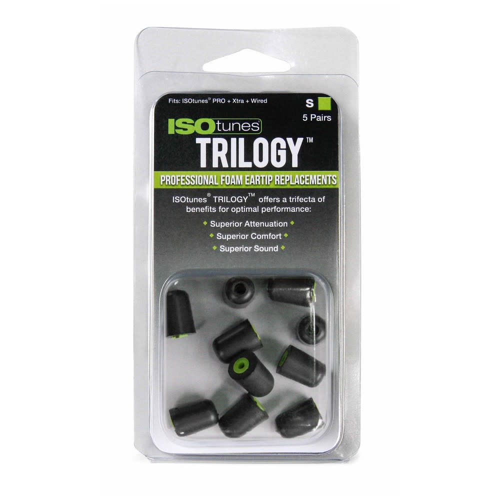 ISOtunes Trilogy Green Core Tall Foam Ear Tips Small 5 Pairs - Ascmtools