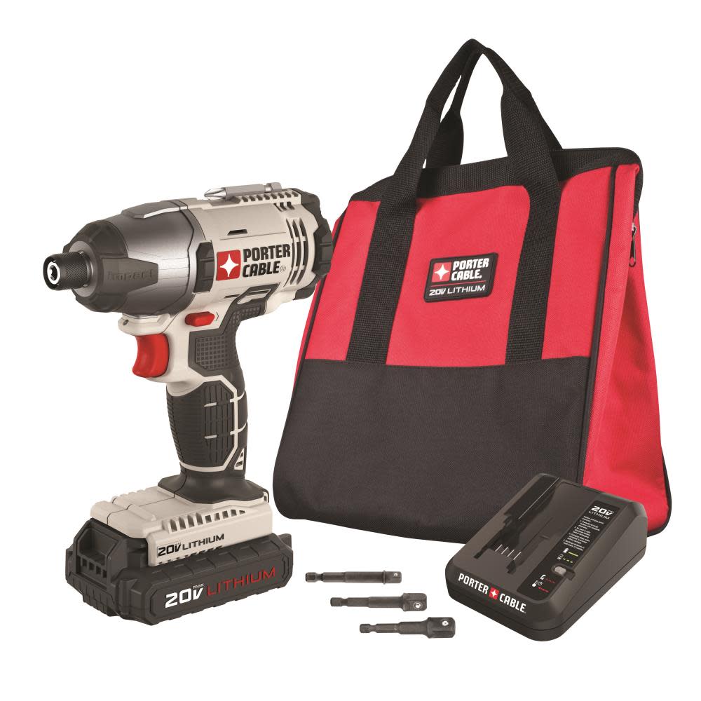 Porter Cable 20V MAX 1/4″ Hex Head Impact Driver with Socket Adapters Kit - Ascmtools