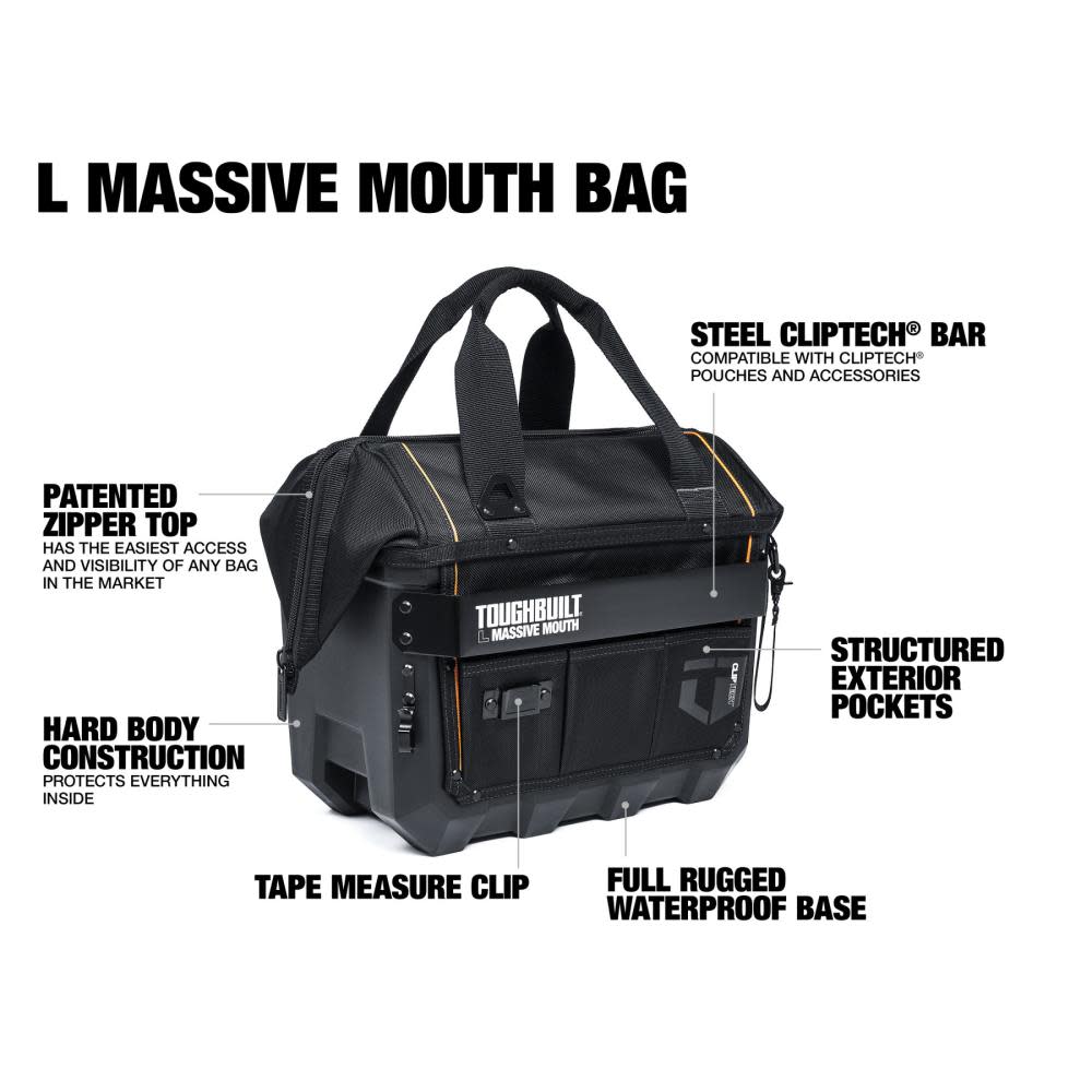 Toughbuilt Large Massive Mouth Toolbag - Ascmtools