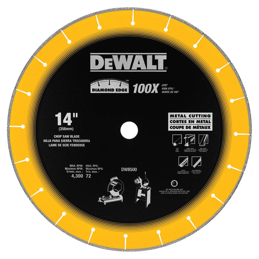 DEWALT 14 In. x 7/64 In. x 1 In. Diamond Edge Chop Saw Blade - Ascmtools